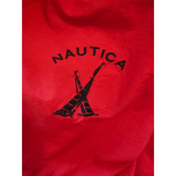NAUTICA Red Blue Hoodie Windbreaker Jacket Coat size Men's Large - Picture 10 of 11